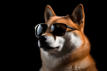 Shiba Inu wearing sunglasses portrait