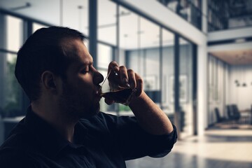 alcoholism, addiction concept, drunk person