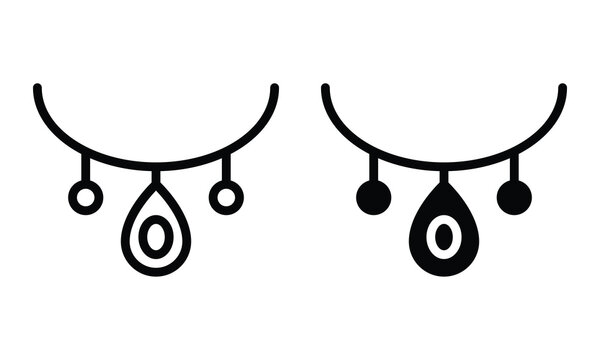 Necklace icon with outline and glyph style.