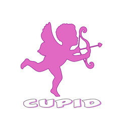 love and valentine's day symbol. Arrow shoots Cupid. isolated vector pink silhouette illustration