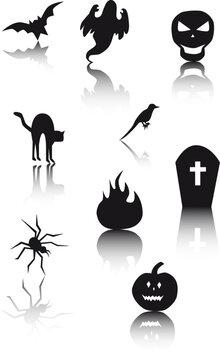Halloween icon set in black