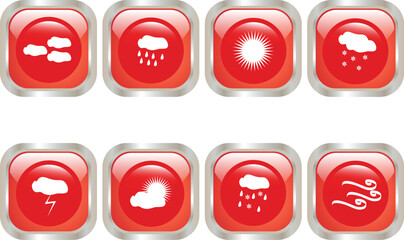 Buttons with weather signs - vector