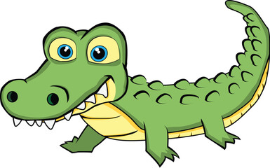 Fototapeta premium Vector Illustration of a Cute Looking Crocodile. No gradient.
