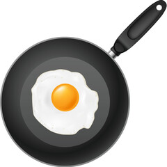 Frying pan with egg. Illustration on white background