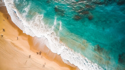 Aerial photo of summer beach and blue ocean, summer vacation, holiday. generative ai