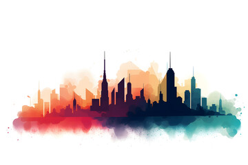 Fototapeta premium city skyline sunset illustration