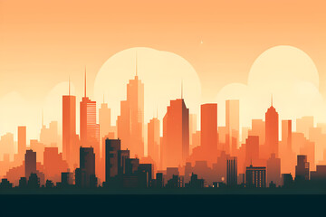 Fototapeta premium city skyline sunset illustration