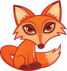 Vector cartoon illustration of a cute little red fox.