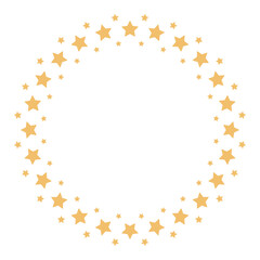 Round border frame with stars. Can be used for card, borders, kids' bedding, textile. Isolated vector and PNG illustration on transparent background.