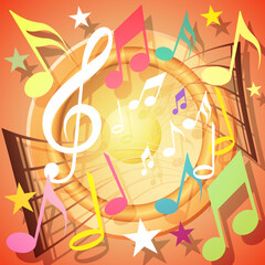 A Colorful Musical Notes Background