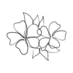 Continuous one line art drawing of beauty champa flower