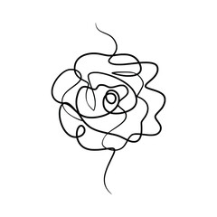 Continuous one line art drawing of beauty rose flower