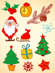 doodle vector Christmas  elements for design