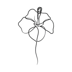 Continuous one line art drawing of beauty hibiscus flower