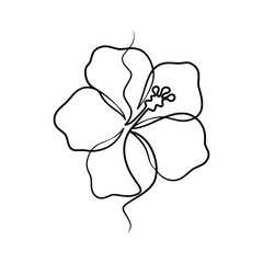 Continuous one line art drawing of beauty hibiscus flower
