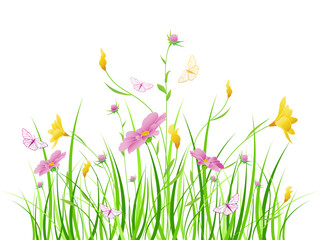 vector floral background with pink and yellow flowers