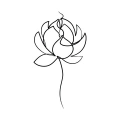 Continuous one line art drawing of beauty lotus flower