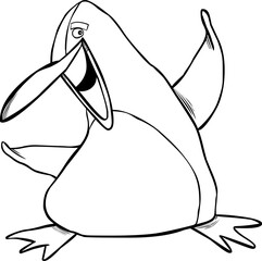 cartoon illustration of happy emperor penguin coloring page