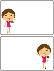 cute cheerful girl advertising and showing copy space for text