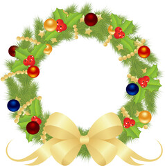 Christmas wreath for winter holydays designs. Vector illustration.