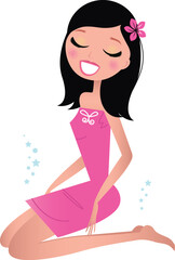 Cute spa woman, vector illustration in retro style.