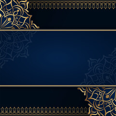 Blue background with golden mandala ornament