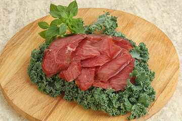 Sliced dried duck breast magret