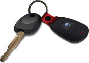 Car key with remote control isolated over white background