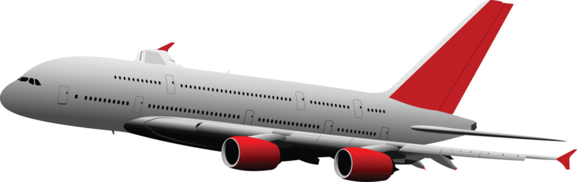 Airplane in flight . Vector illustration for designers