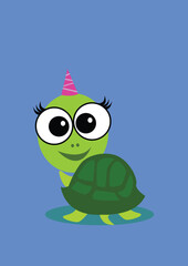 Fototapeta premium a cute female turtle turn back and greet with you.