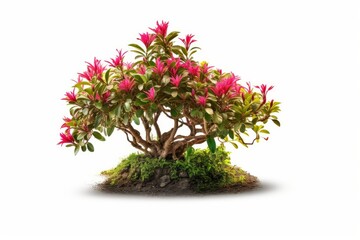 Flower bush shrub tree plant isolated tropical jungle.  Generative AI