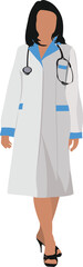 Fototapeta premium Nurse woman with white doctor`s smock. Vector illustration