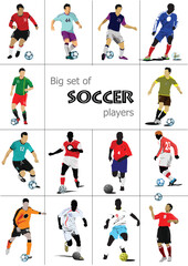 Fototapeta premium Big set of soccer players. Colored Vector illustration for designers