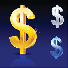 Obraz premium Abstract dollar sign. Illustration on blue background for design