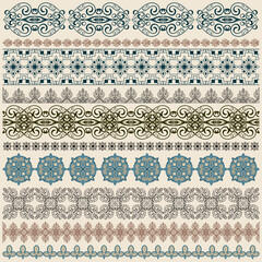 vector ten seamless vintage border pattern, brushes included
