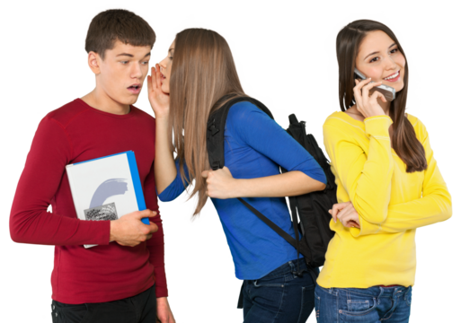 Teenagers telling secrets to each other - Powered by Adobe