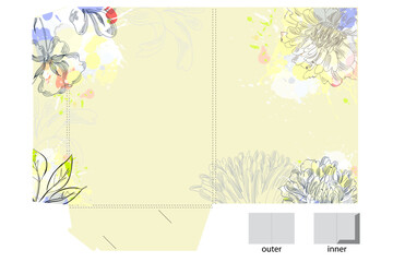Template for folder with flowers