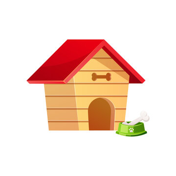 Dog house with bowl vector