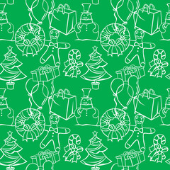 fully editable vector illustration of seamless background with christmass items