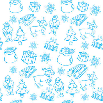 fully editable vector illustration of seamless background with christmass items