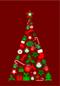 Abstract background with christmas tree composed of christmas elements