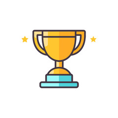 Championship prize. Golden cup. Award symbol in flat style isolated on white background. Vector illustration