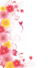 vector floral background with red flowers