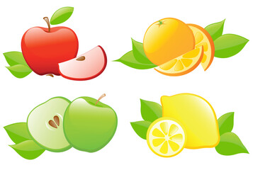 set of glossy vector fruit icons