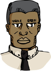 Obraz premium Middle-aged serious black businessman over white background