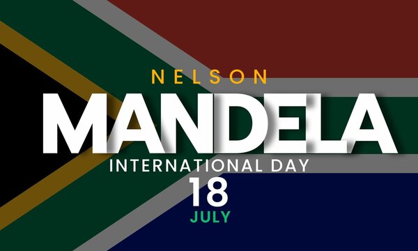 International Nelson Mandela day July 18 banner or illustration with African flag