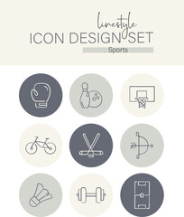 Linestyle Icon Design Set Sports
