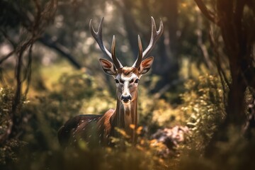 Obraz premium Beautiful Deer In African Savanna Environment 