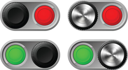 Illustration of toggle switches in both settings with green and red lights © Designpics