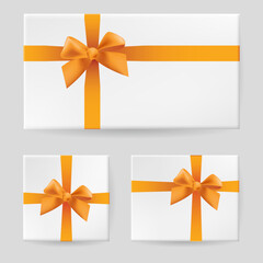 Yellow gift bow. Illustration on gray background for design